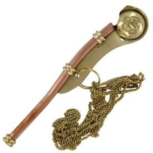 Nautical Brass Boatswain pipe whistle chain